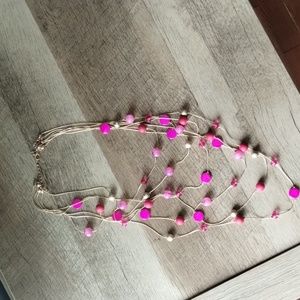 Pink beaded layered necklace